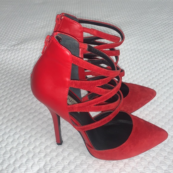 NETTY HOT RED Steve Madden strappy heels - Picture 2 of 5